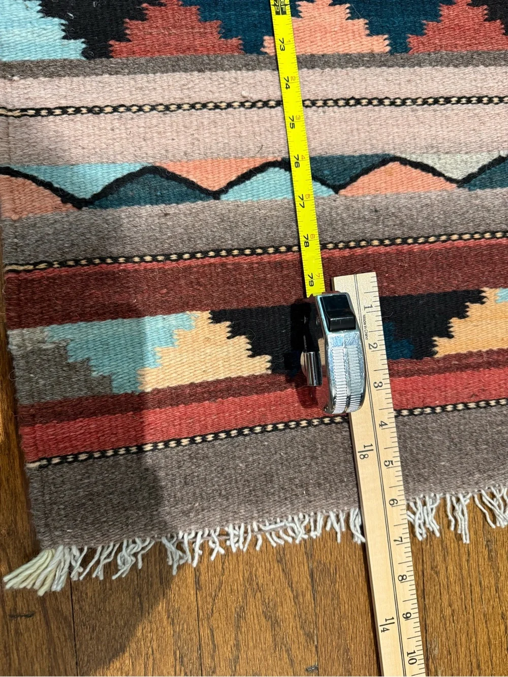 Vintage Southwestern Hand Woven Wool Table Runner Rug 16